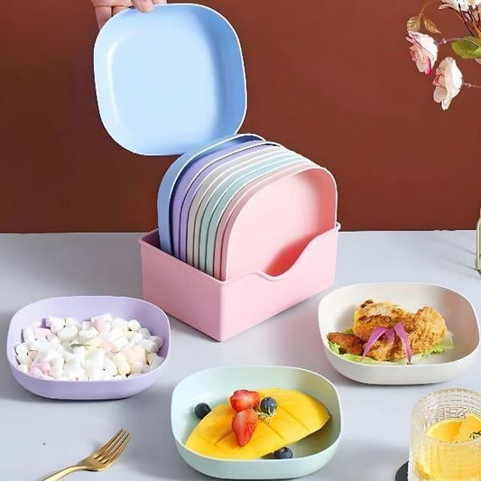 10 pcs colorfully plates set with stand